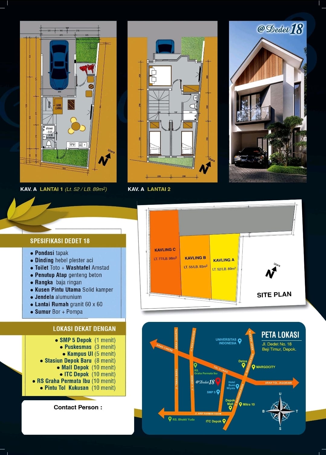 Site plan Kavling A, B, dan C Dedet 18